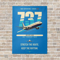 Thumbnail for Boeing 737-400 Classic vertical canvas print - no frame - turquoise background