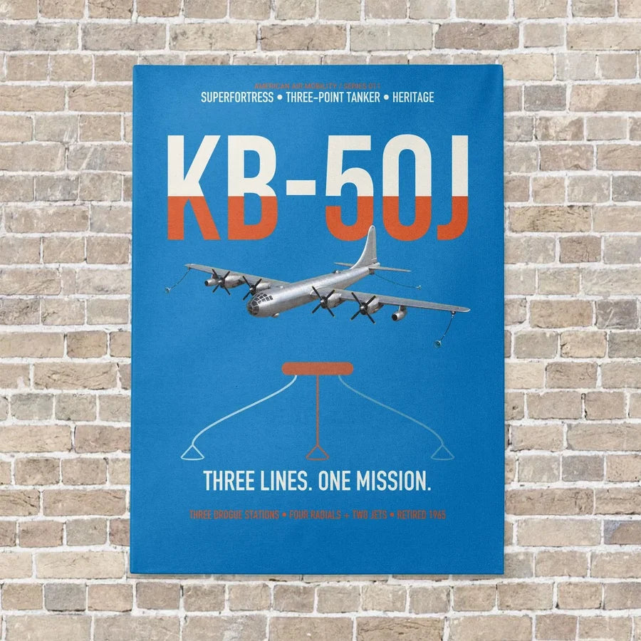 KB-50J Superfortress vertical canvas print - no frame - turquoise background