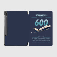 Thumbnail for Bombardier Challenger 600 design on navy blue samsung tablet tablet case