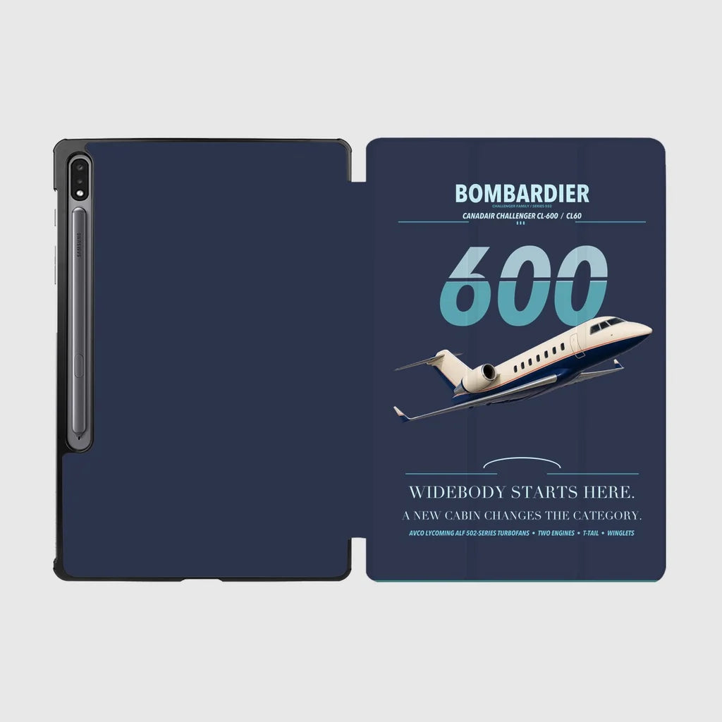 Bombardier Challenger 600 design on navy blue samsung tablet tablet case