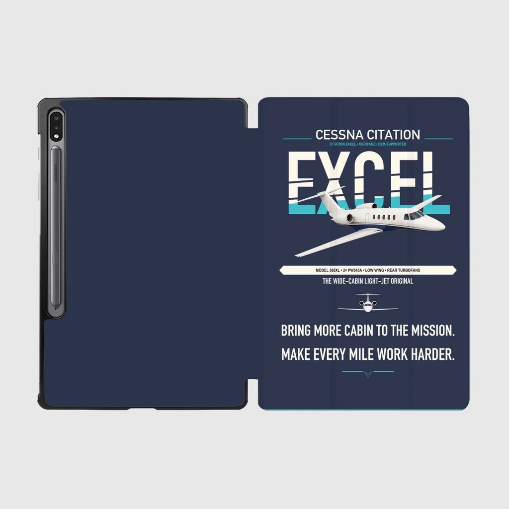 Cessna Citation Excel design on navy blue samsung tablet tablet case