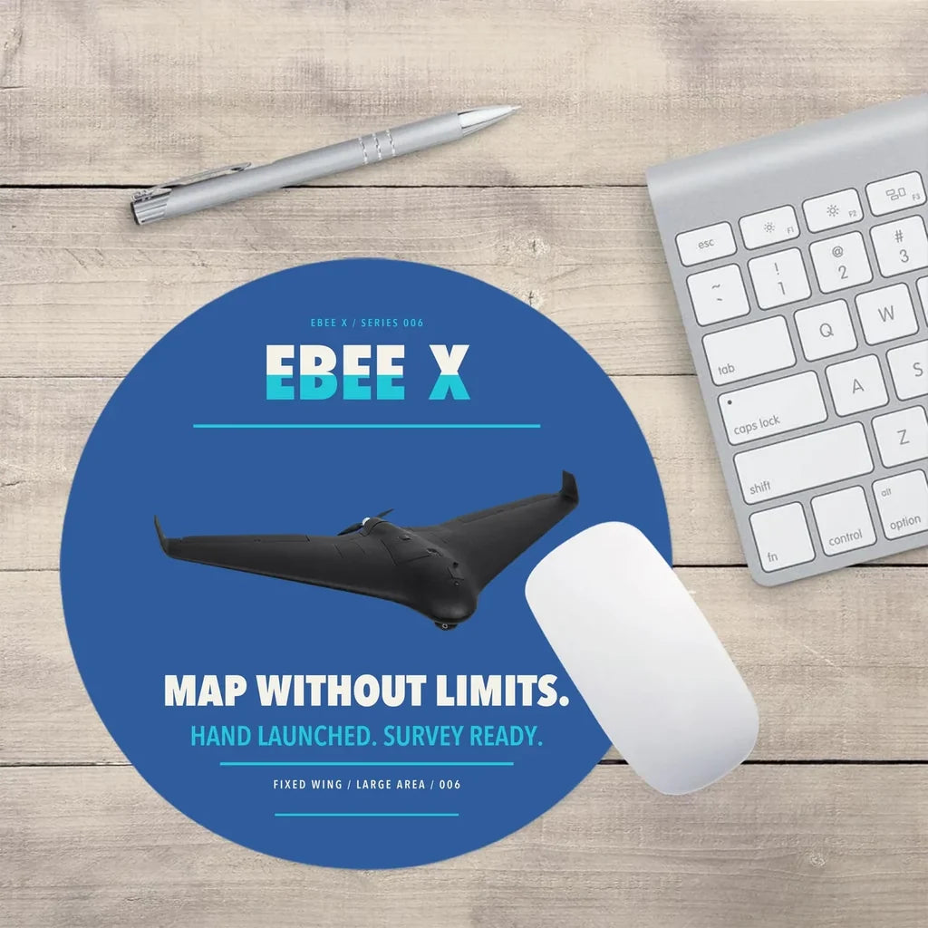 AgEagle eBee X design on blue round mouse pad