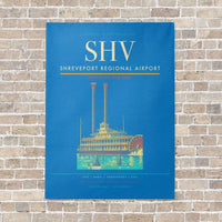 Thumbnail for Shreveport Regional Airport SHV vertical canvas print - no frame - turquoise background
