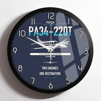 Thumbnail for Piper PA-34-220T Seneca V design on navy blue framed wall clock