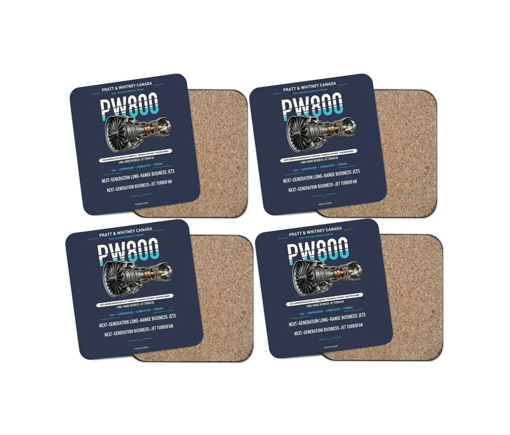 PW800 design on navy blue 4 pieces set coaster