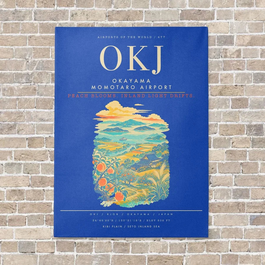 Okayama Momotaro Airport OKJ - Canvas Framed - Blue