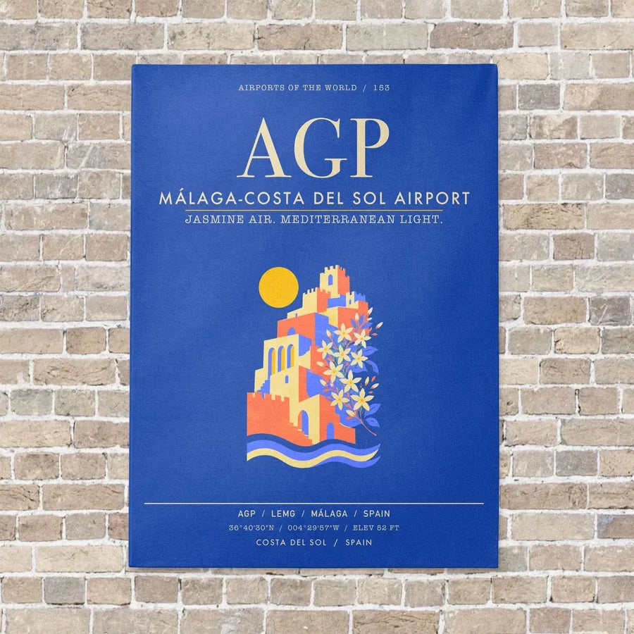 Malaga-Costa del Sol Airport AGP - Canvas Framed - Blue