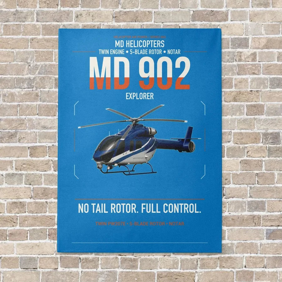 MD Helicopters MD 902 Explorer vertical canvas print - no frame - turquoise background