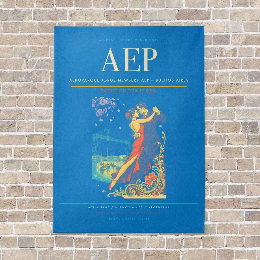 Aeroparque Jorge Newbery AEP — Buenos Aires vertical canvas print - no frame - turquoise background