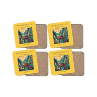 Thumbnail for The Fjord Jetty Call - Designed Coasters design on yellow 4-pieces-set