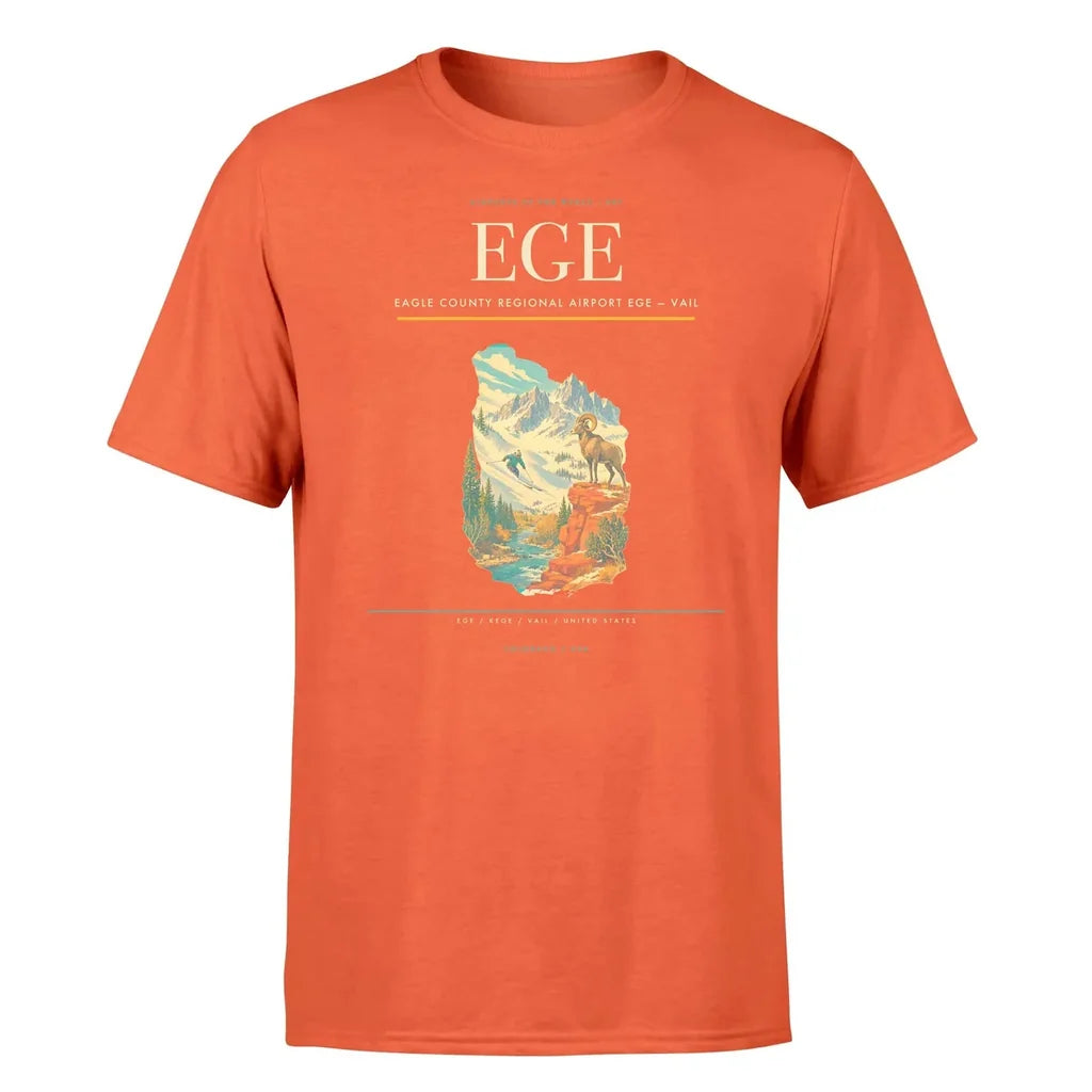 Eagle County Regional Airport (EGE) T-Shirt single-side front print in Orange | eagle-county-regional-airport-ege-double-side-t-shirt