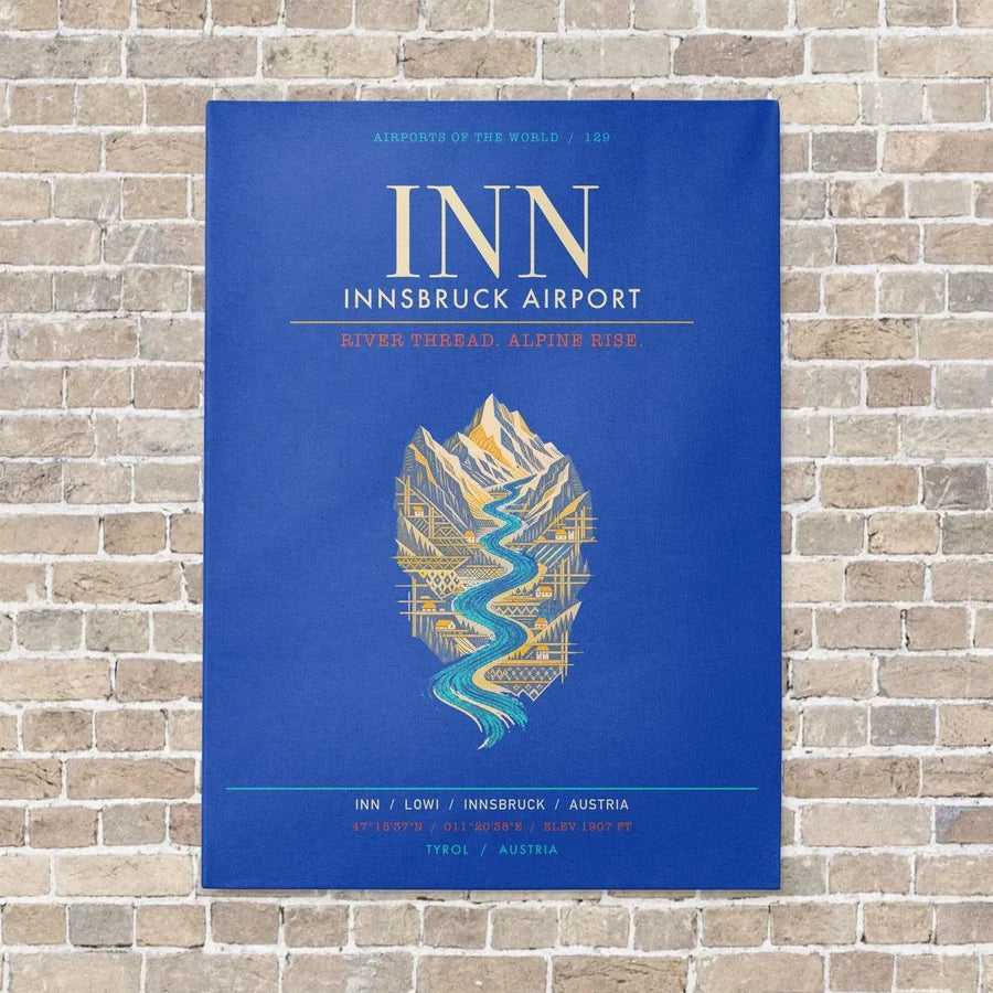 Innsbruck Airport INN - Canvas Framed - Blue