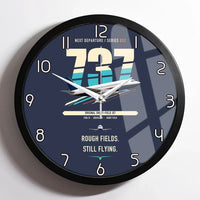 Thumbnail for Boeing 737-200 design on navy blue framed wall clock