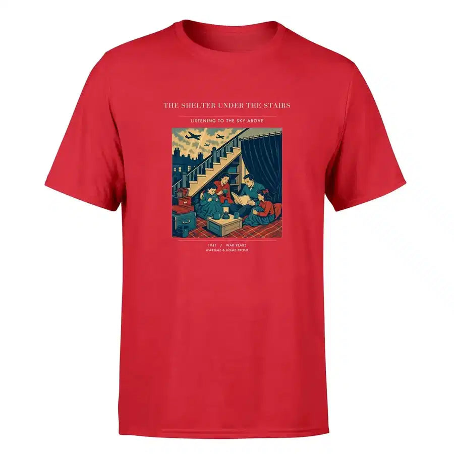 VINTAGE G4533 - The Shelter Under The Stairs - Premium T-Shirt design on red premium t shirt