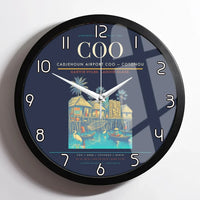 Thumbnail for Cadjehoun Airport (COO) design on navy blue framed wall clock