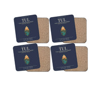 Thumbnail for Tulsa International Airport (TUL) design on navy blue 4 pieces set coaster