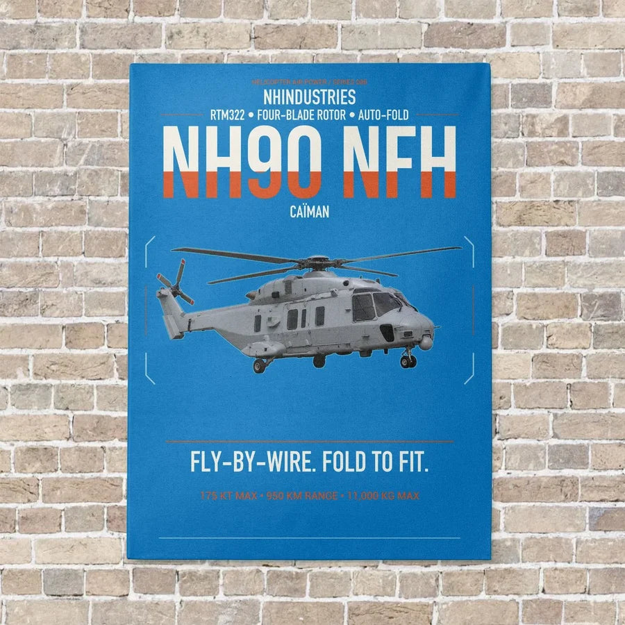 NHIndustries NH90 NFH Caïman vertical canvas print - no frame - turquoise background
