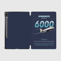 Thumbnail for Bombardier Global 6000 design on navy blue samsung tablet tablet case
