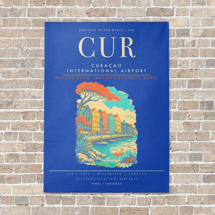 Curacao International Airport CUR - Canvas Framed - Blue