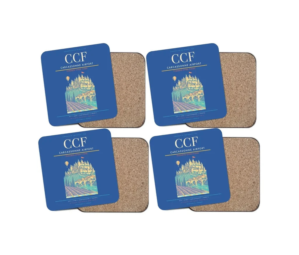 Carcassonne Airport CCF Coaster 4-Pieces-Set - Blue