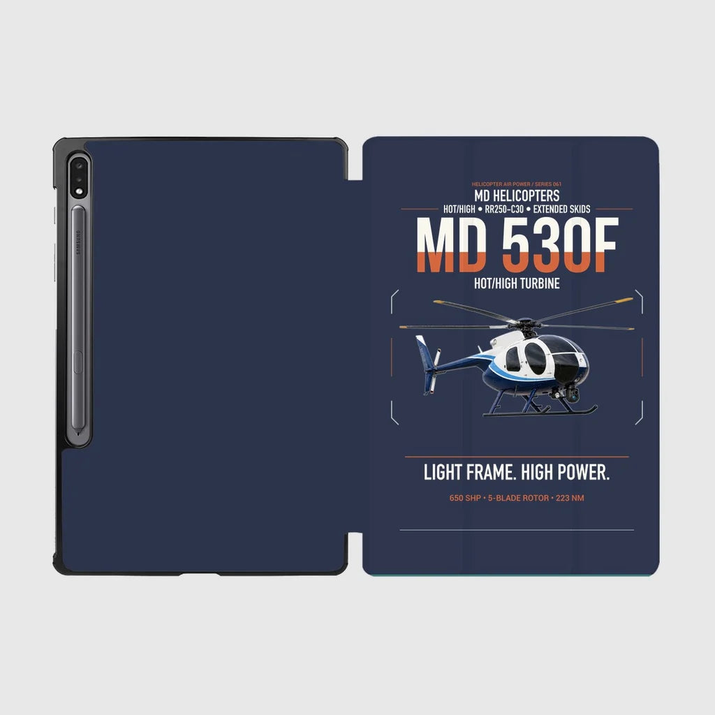 MD Helicopters MD 530F design on navy blue samsung tablet tablet case