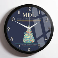 Thumbnail for Mandalay International Airport (MDL) design on navy blue framed wall clock