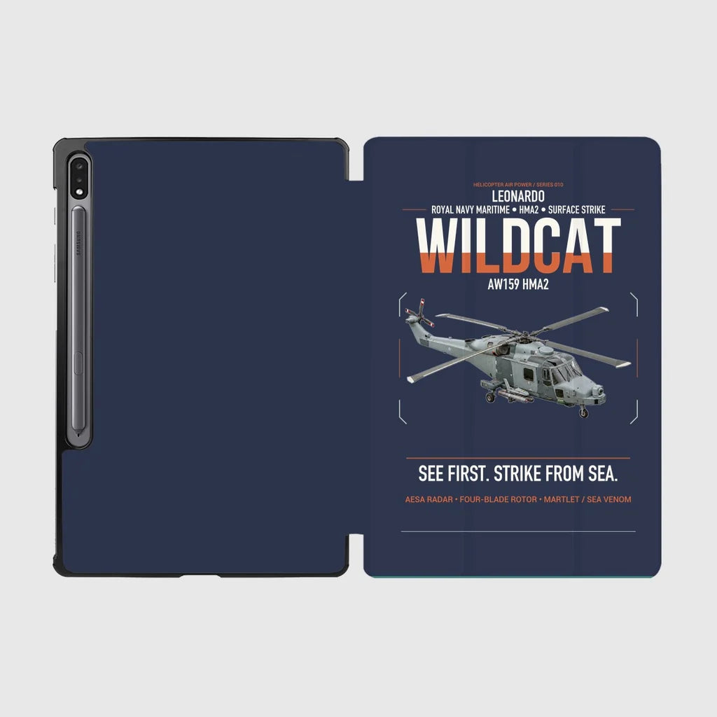 Leonardo AW159 Wildcat HMA2 design on navy blue samsung tablet tablet case