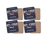 Thumbnail for KC-135Q Blackbird Tanker design on navy blue 4 pieces set coaster