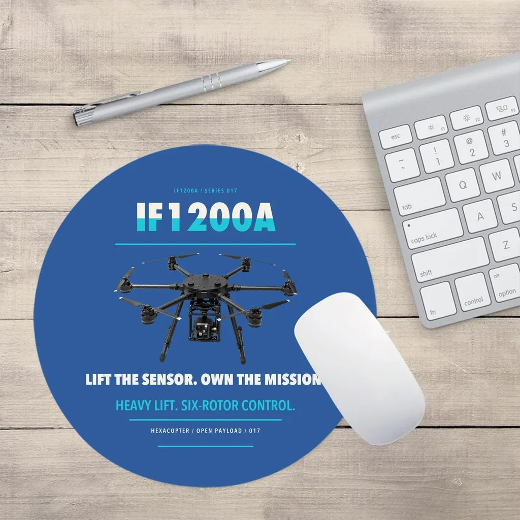 Inspired Flight IF1200A design on blue round mouse pad