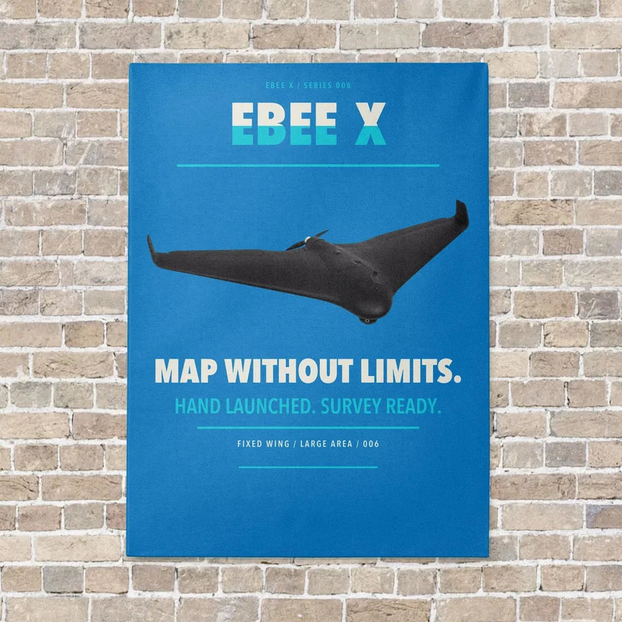 AgEagle eBee X vertical canvas print - no frame - turquoise background