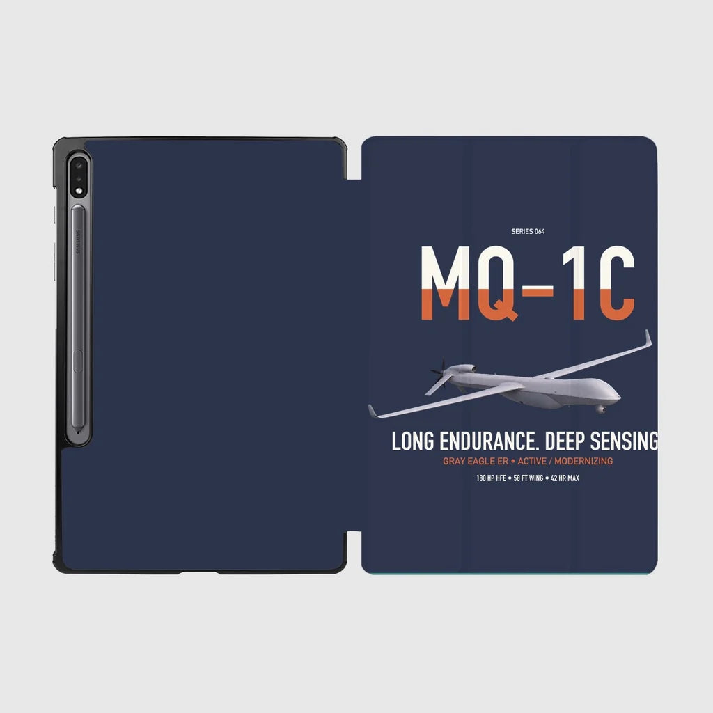 MQ-1C Gray Eagle ER design on navy blue samsung tablet tablet case