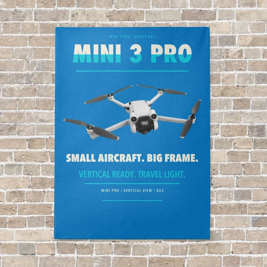 DJI Mini 3 Pro vertical canvas print - no frame - turquoise background