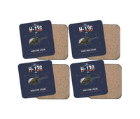 Thumbnail for Bell H-13G Sioux design on navy blue 4 pieces set coaster