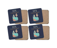 Thumbnail for Henry E. Rohlsen Airport (STX) design on navy blue 4 pieces set coaster