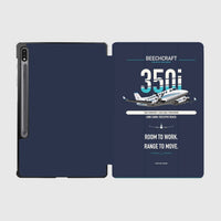 Thumbnail for Beechcraft King Air 350i design on navy blue samsung tablet tablet case