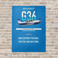 Thumbnail for Beechcraft Bonanza G36 vertical canvas print - no frame - turquoise background