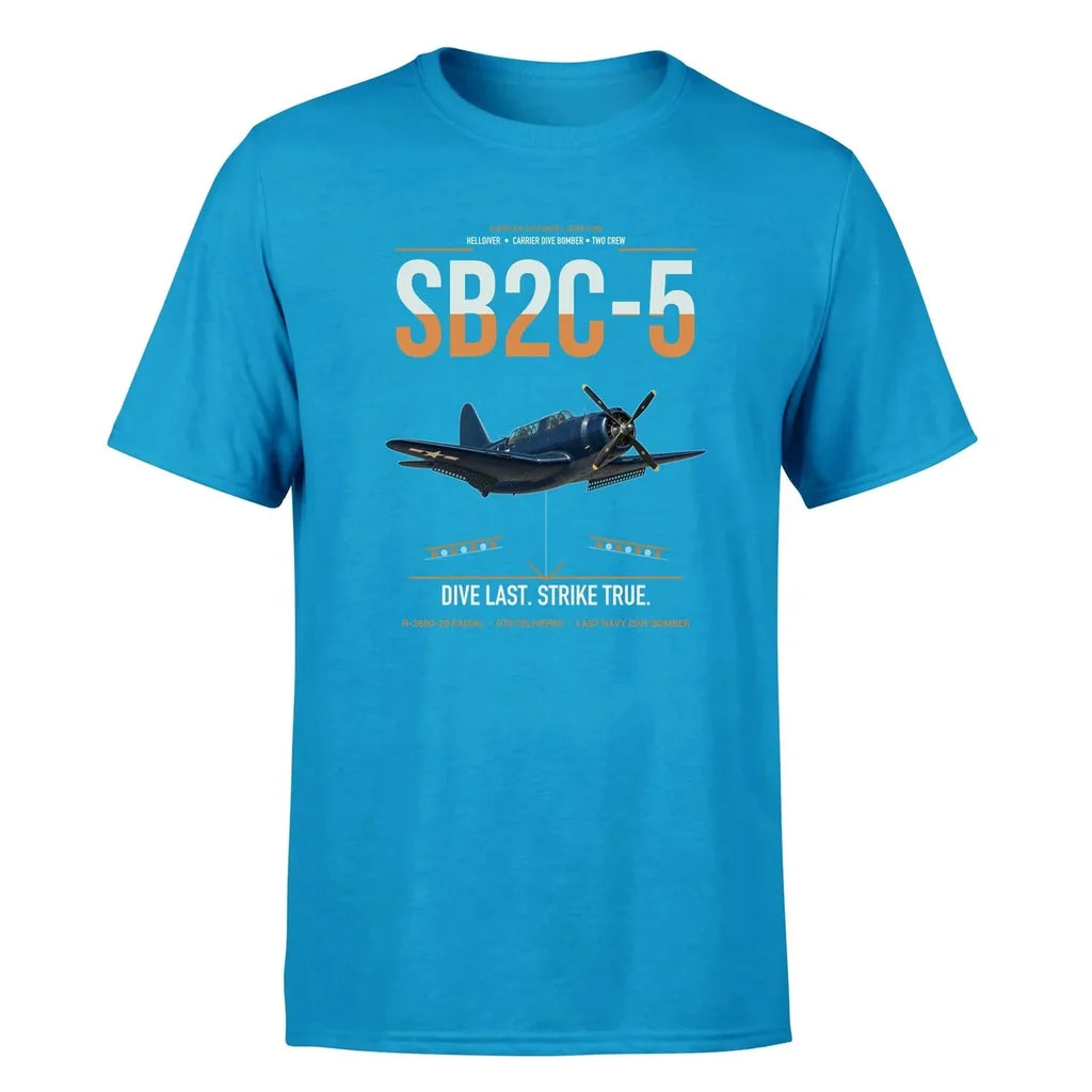 SB2C-5 Helldiver design on turquoise double-side t-shirt, single-side print