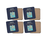 Thumbnail for Frankfurt-Hahn Airport (HHN) design on navy blue 4 pieces set coaster