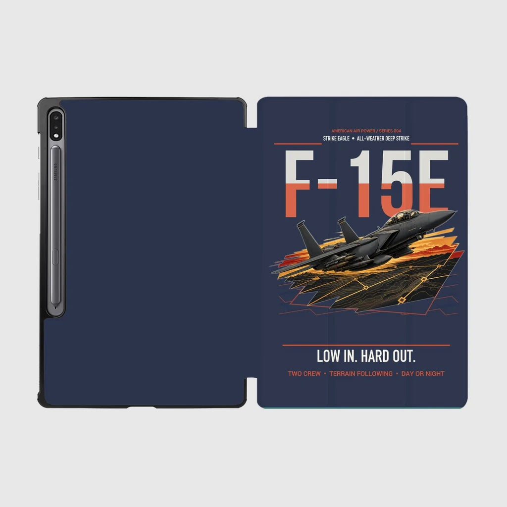 F-15E Strike Eagle design on navy blue samsung tablet tablet case