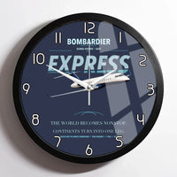 Thumbnail for Bombardier Global Express design on navy blue framed wall clock