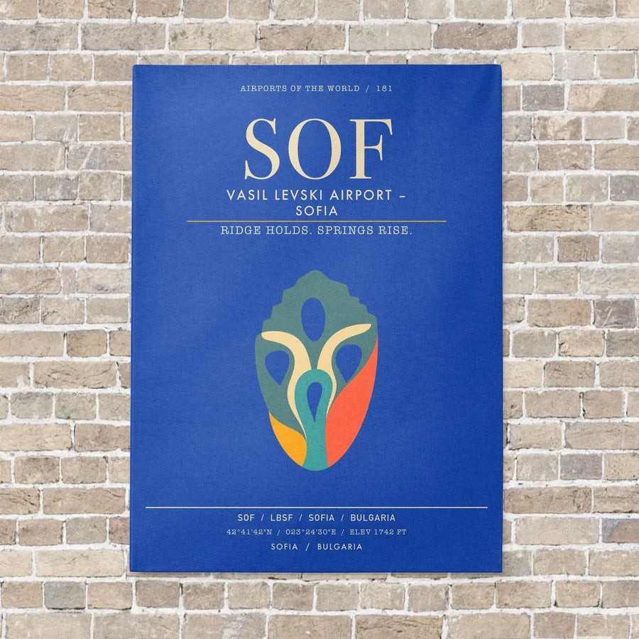 Vasil Levski Airport Sofia SOF - Canvas Framed - Blue