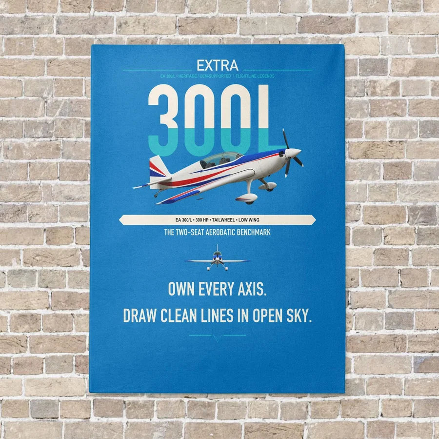 Extra 300L vertical canvas print - no frame - turquoise background
