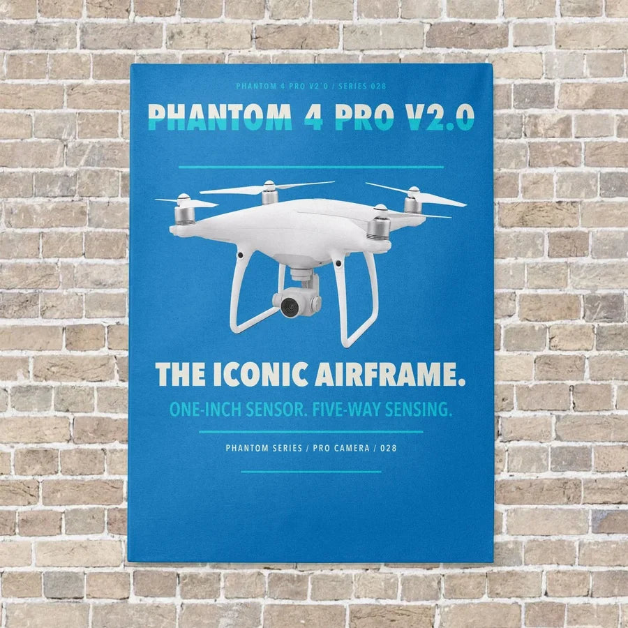 DJI Phantom 4 Pro V2.0 vertical canvas print - no frame - turquoise background