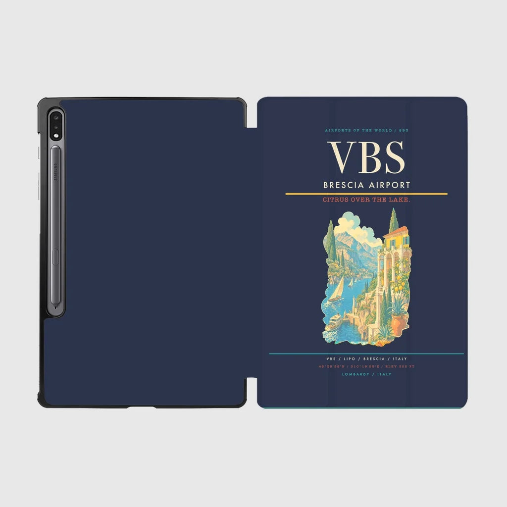 Brescia Airport (VBS) design on navy blue samsung tablet tablet case
