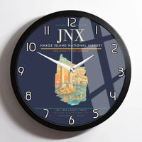 Thumbnail for Naxos Island National Airport (JNX) design on navy blue framed wall clock