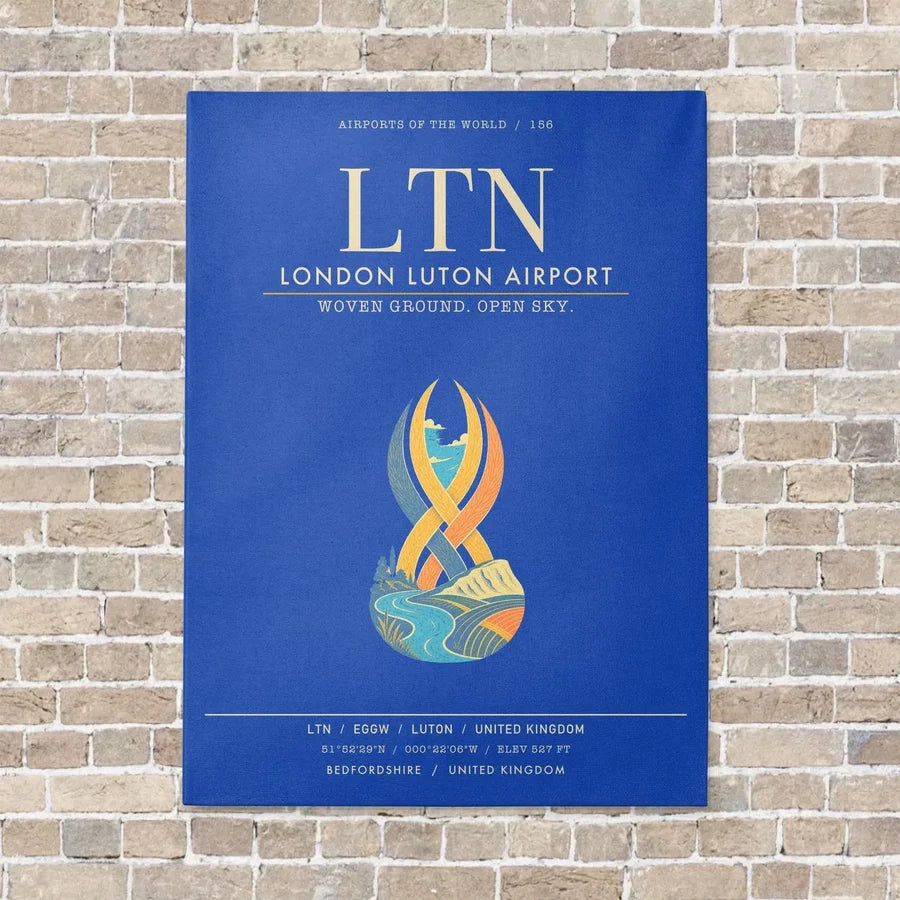 London Luton Airport LTN - Canvas Framed - Blue