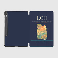 Thumbnail for Lake Charles Regional Airport (LCH) design on navy blue samsung tablet tablet case