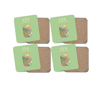 Thumbnail for Edinburgh Airport EDI - Firth Stone Heather Crest Coaster 4-Pieces-Set - Light Green