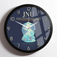Thumbnail for Juneau International Airport (JNU) design on navy blue framed wall clock