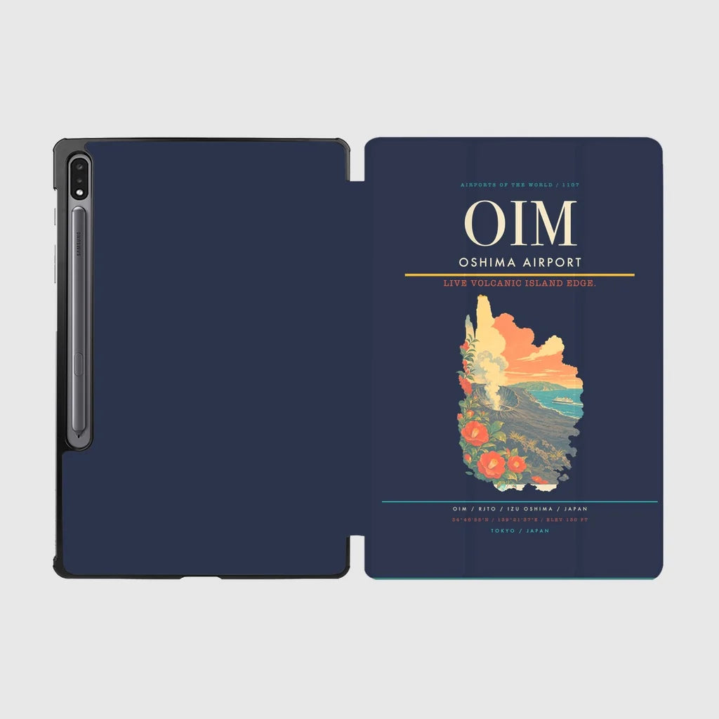 Oshima Airport (OIM) design on navy blue samsung tablet tablet case